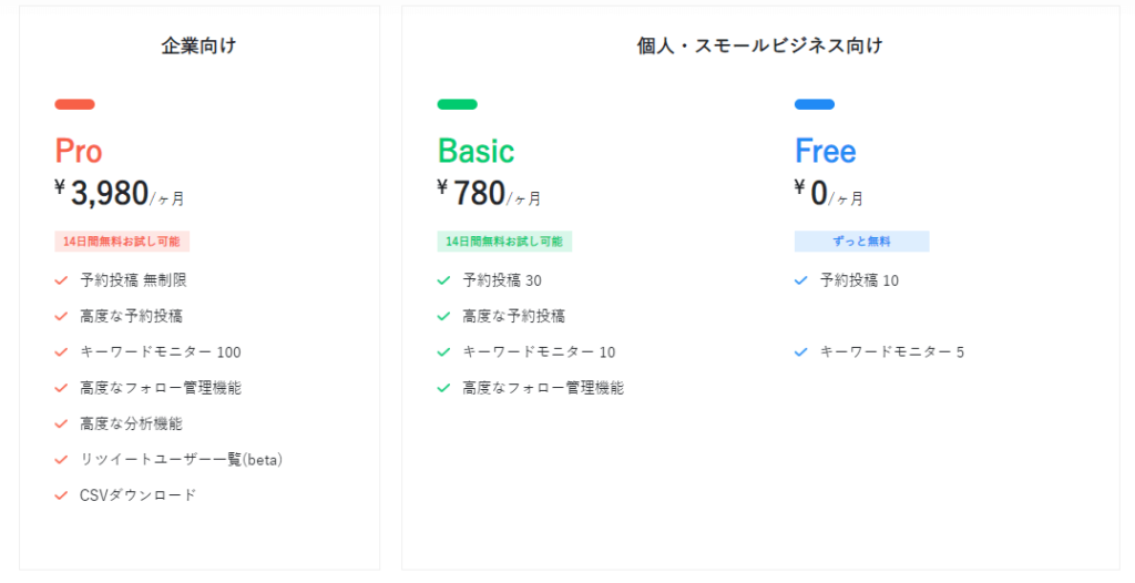 SocialDog(ソーシャルドッグ)のプランは3種類